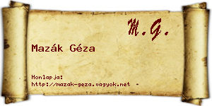 Mazák Géza névjegykártya